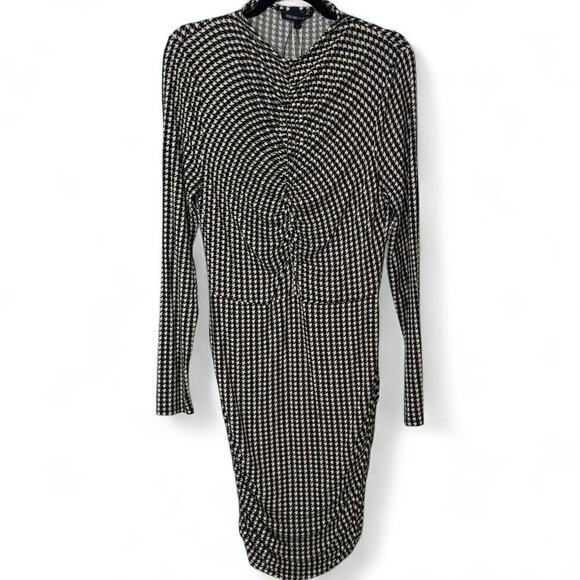 Veronica Beard Mizani Houndstooth Ruched Long Sleeve Dress (L) - Picture 4 of 15